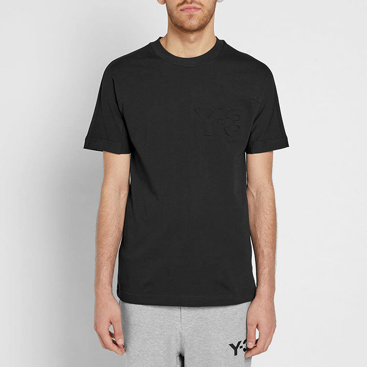 Y-3 Black Logo Round Neck Short Sleeve Loose Unisex CF2575