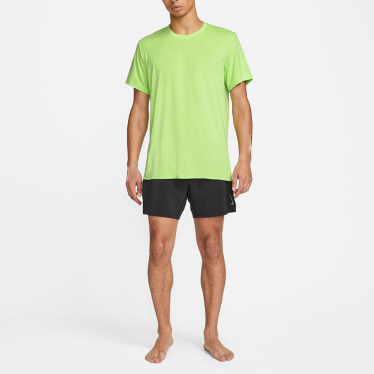 Nike Yoga Dri-FIT Solid Color Back Pattern Printing Round Neck Training Sports Short Sleeve Green DM8142-360