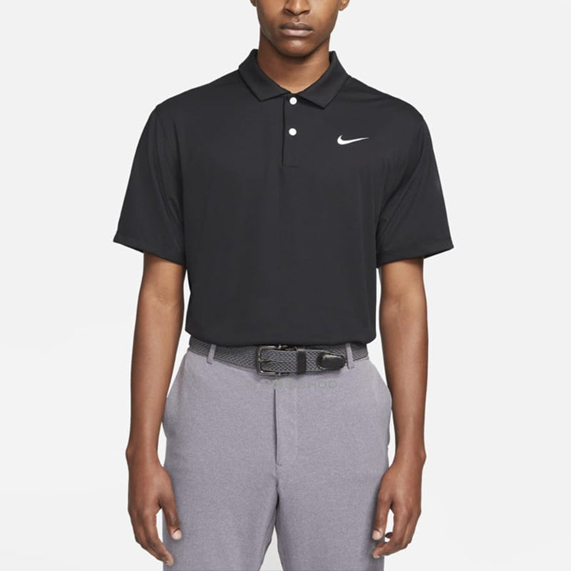 Nike Casual Solid Color Breathable Short Sleeve Polo Shirt Black CU9792-010