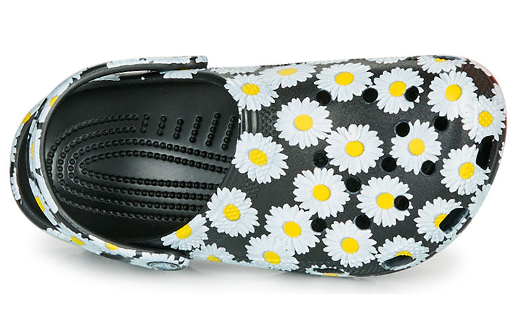 Crocs Classic clo daisy Full Print Sandals Unisex Black 206375-0ZI