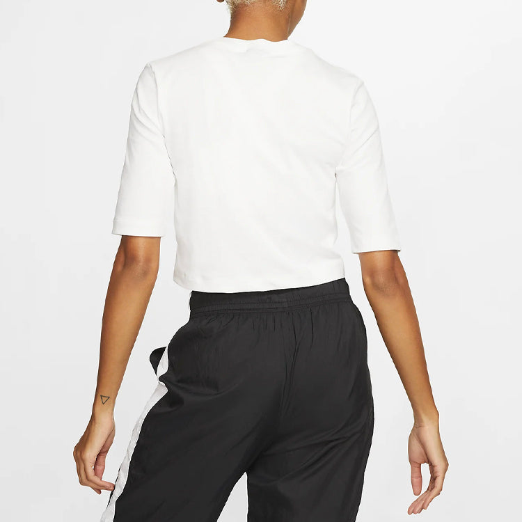 (WMNS) Nike Slim Fit High Collar Short Sleeve White CJ2216-100