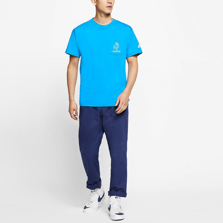 Nike SB Pocket Embroidered Skateboard Loose Sports Round Neck Short Sleeve Blue CZ3497-423