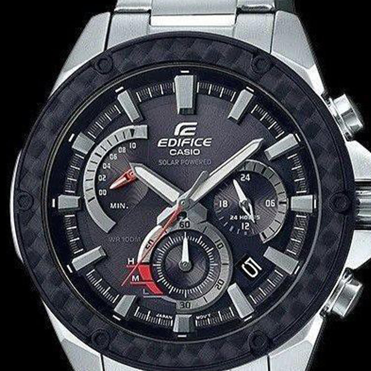 Men's CASIO EDIFICE Classic Chain quartz Watch Black Mens Silver Analog EQS-910D-1A