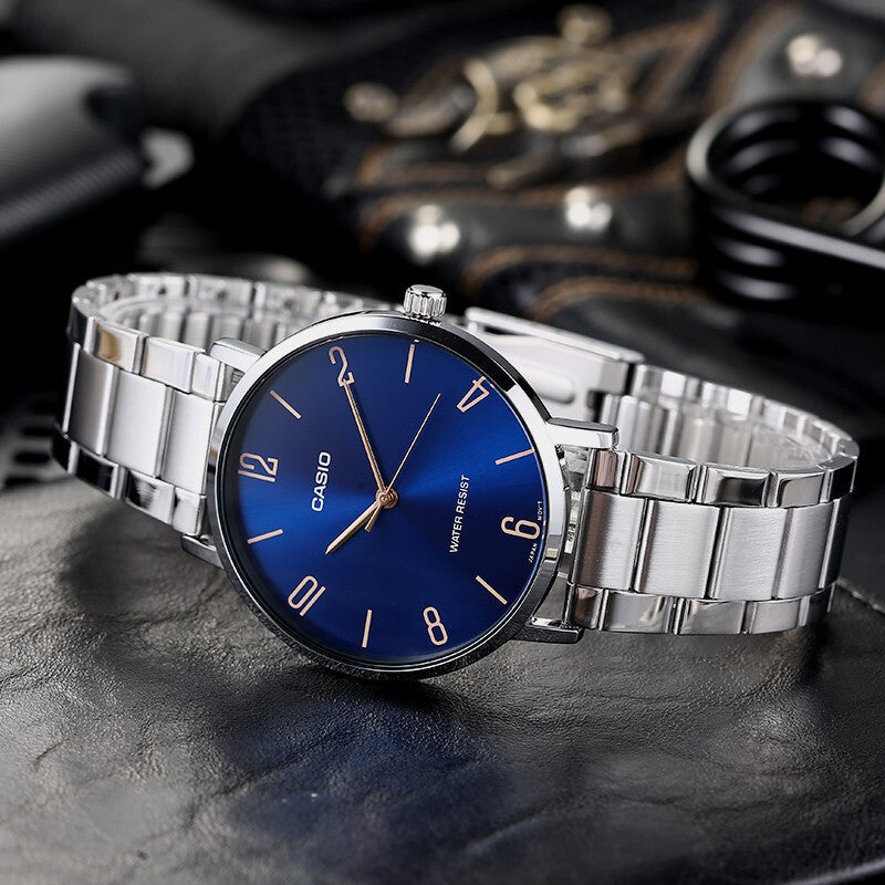 Casio Dress Analog Watch 'Royal Blue Silver' MTP-VT01D-2B2