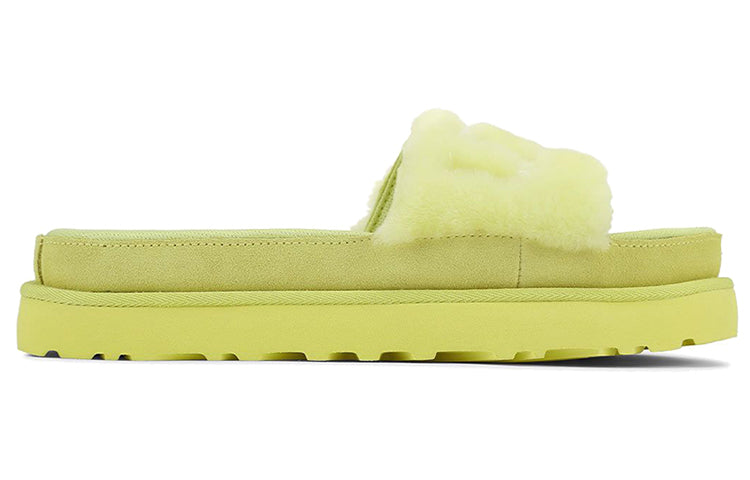 (WMNS) UGG Laton Fur Slide Yellow Slippers 1111236-MRT