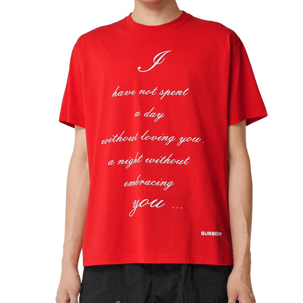 Burberry Love Slogan Short Sleeve Unisex Red 80369931