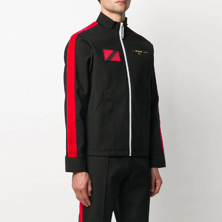 Off-White x Theophilus London Crossover Micro Mark Printing Casual Zipper Sports Jacket Black OMBD014G20FAB0011018