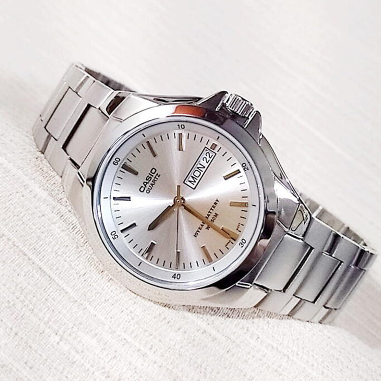 Men's CASIO Analogue Series waterproof quartz Watch 40mm Stainless Steel Strap Mens MTP-1228D-7A