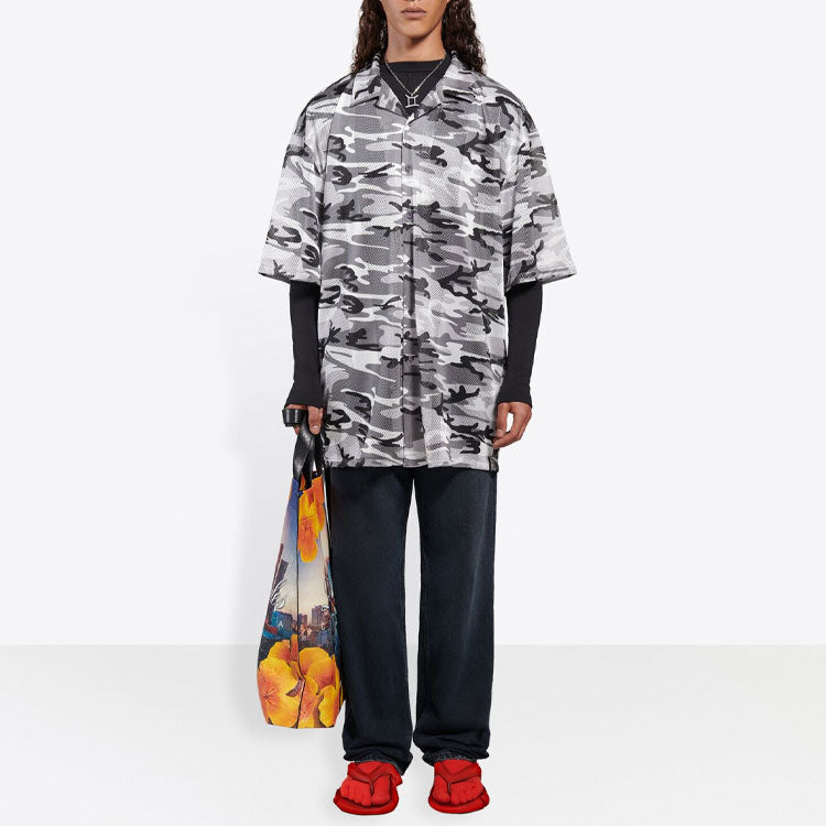 Balenciaga Camouflage Mesh Shirt 'Grey' 647651TJLC51240