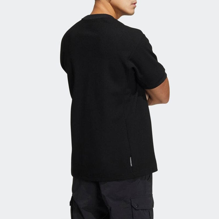 Men's adidas Solid Color Casual Round Neck Pullover Short Sleeve Japanese Version Black T-Shirt HD0014