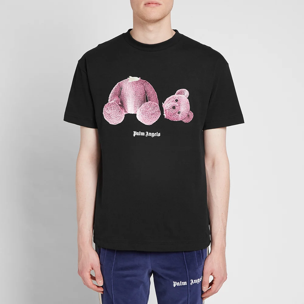 Men's PALM ANGELS Kill The Bear Tee Purple Short Sleeve Black PMAA001F194130031028