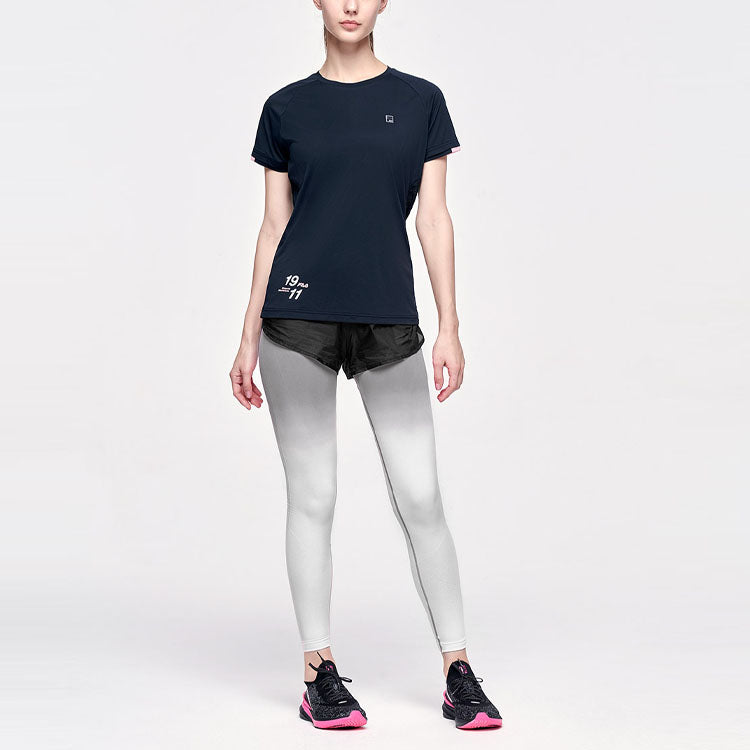 (WMNS) FILA Athletics Athleisure Casual Sports Running Breathable Short Sleeve Black A11W122101F-BK