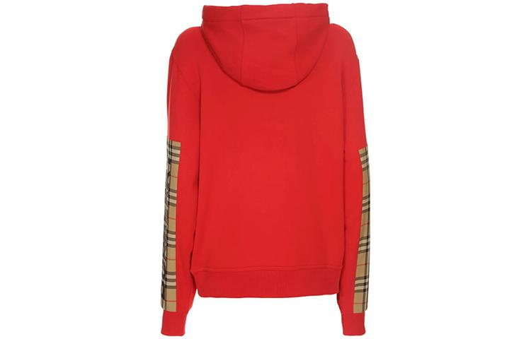 Burberry Vintage Check Panel Cotton Oversized Hooded Top Check Top Female Red 80245441