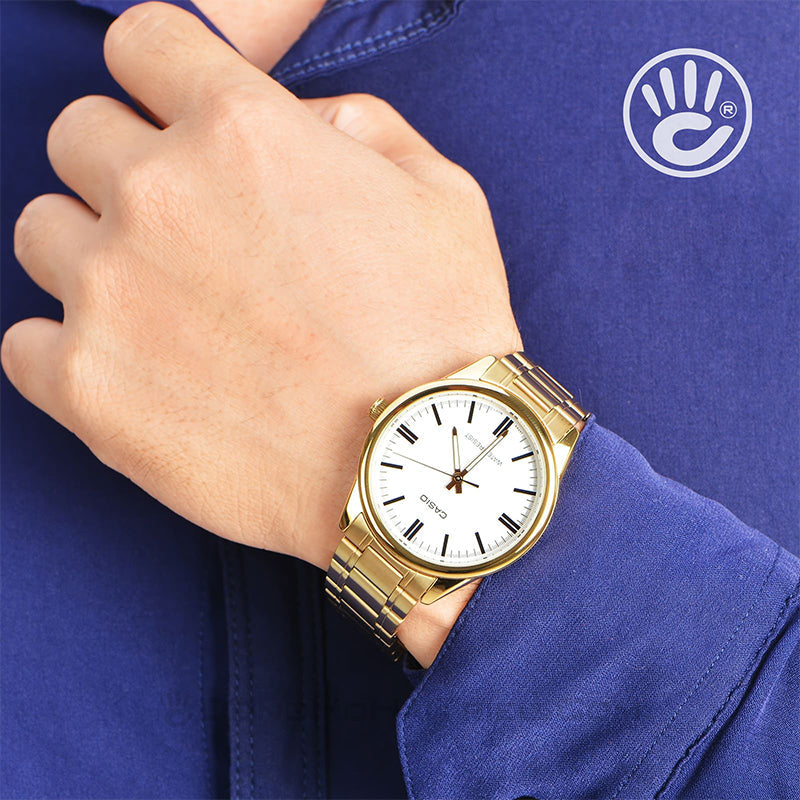 Casio Standard Business Retro Analog Watch 'Gold White' MTP-V005G-7A