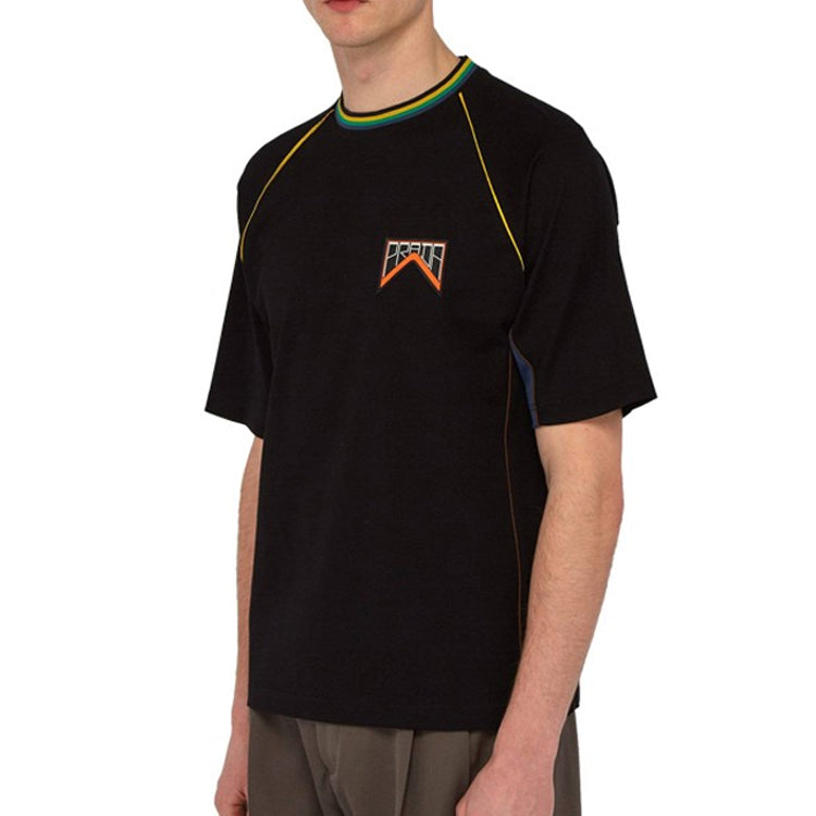 Men's PRADA Logo Solid Color Casual Short Sleeve Black SJN235-1NWX-F0QTX