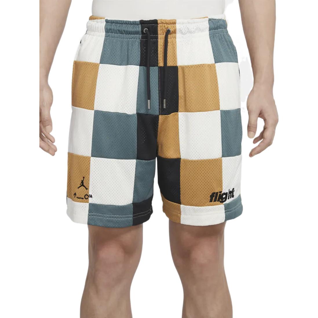 Men's Air Jordan Plaid Splicing Logo Printing Straight Shorts DQ8348-384