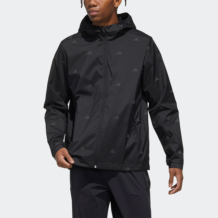 adidas Running Gym Sports Hooded Jacket Black FM9403