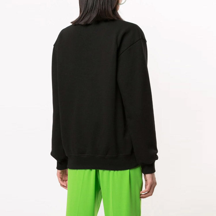 (WMNS) Off-White Flower Arrow Embroidered Casual Round Neck Black Hoodie OWBA046E20JER0021055
