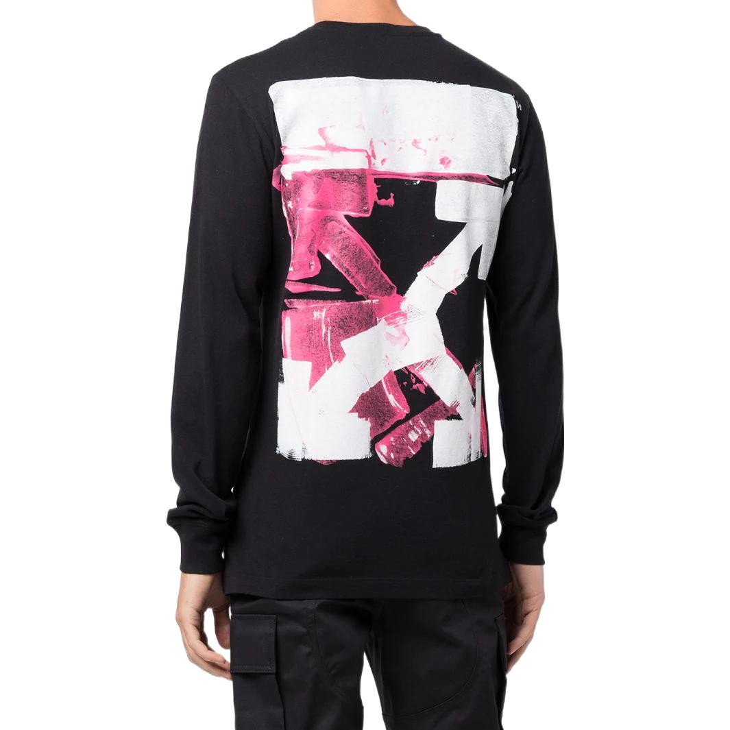 Men's Off-White SS22 Arrow Pattern Printing Long Sleeves Black T-Shirt OMAB001F21JER00510321032