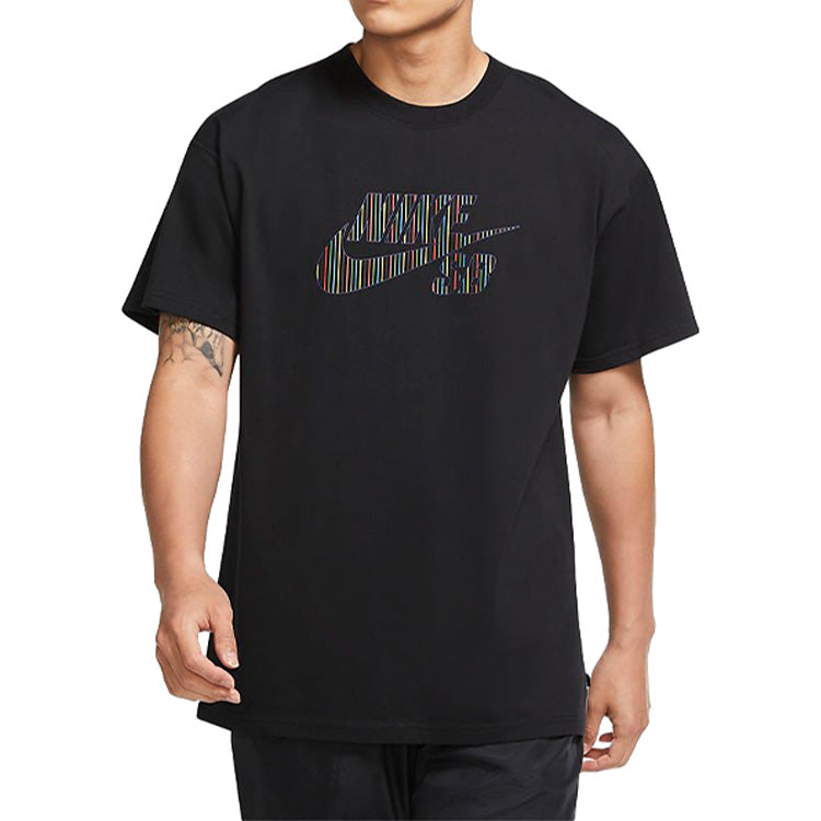 Nike Sb Skateboard Large Colorful Logo Sports Short Sleeve t Black CW1463-010