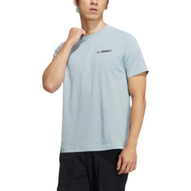 Men's adidas Terrex Tx Logo Ss T Outdoor Sports Short Sleeve Light Gray T-Shirt HM3812