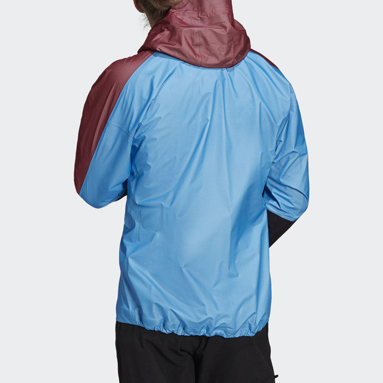 adidas Terrex Tr Light Gtx J Outdoor Sports Contrasting Colors Hooded Jacket Blue H55948