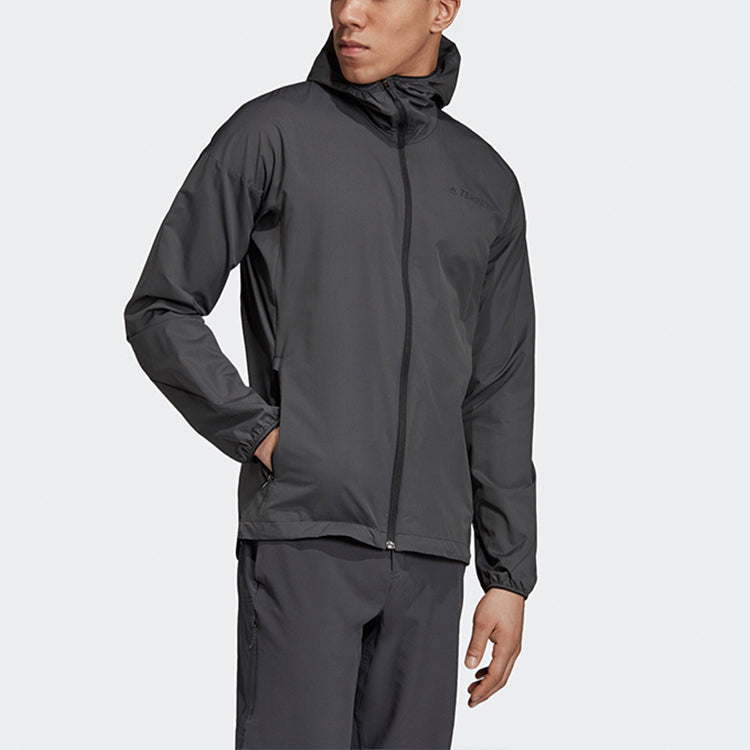 adidas Solid Color hooded Casual Training Sports Jacket Gray DT4144