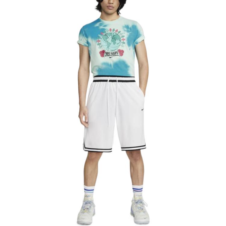 Men's Nike Colorblock Tie Dye Cartoon Earth Character Printing Round Neck Short Sleeve Mint Green T-Shirt DR8917-379