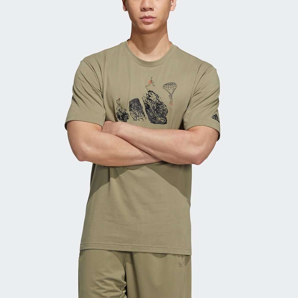 adidas Jump Gfx Ss T Cartoon Pattern Round Neck Sports Short Sleeve Green H20796