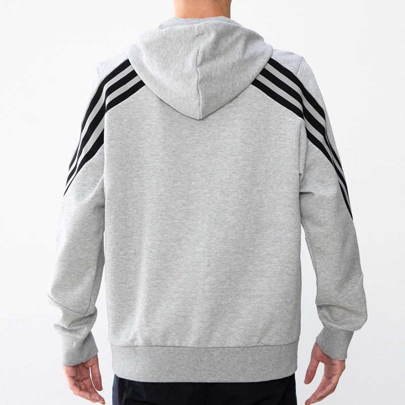 adidas Stripe Knit Training Hooded Jacket Gray H46528