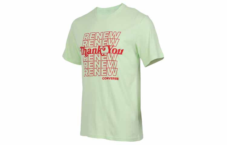Men's Converse Renew Alphabet Printing Short Sleeve Green 10019649-A01