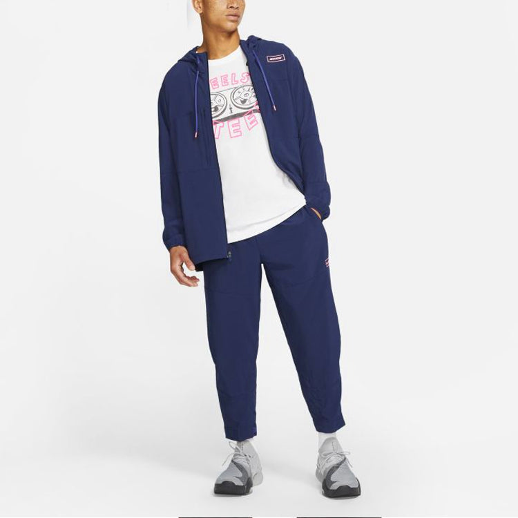 Men's Nike Sport Clash Elastic Waistband Loose Woven Straight Sports Pants/Trousers/Joggers Navy Blue CZ1495-410