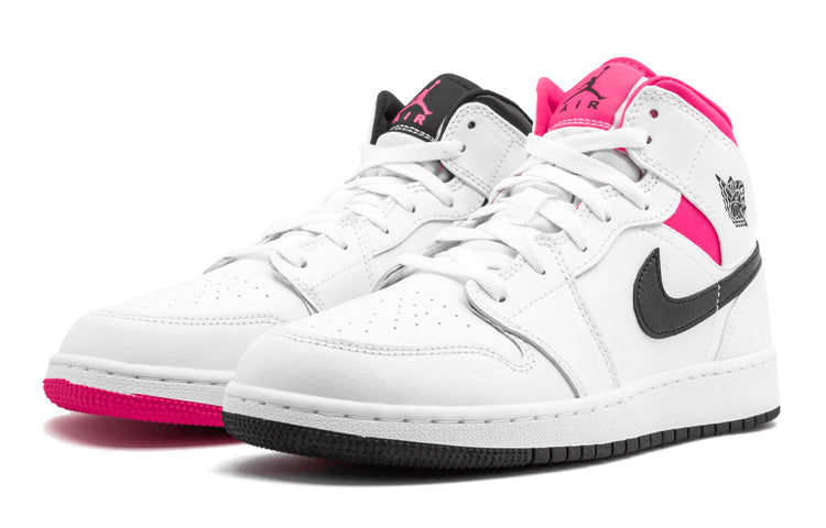 (GS) Air Jordan 1 Retro Mid 'White Black Hyper Pink' 555112-106