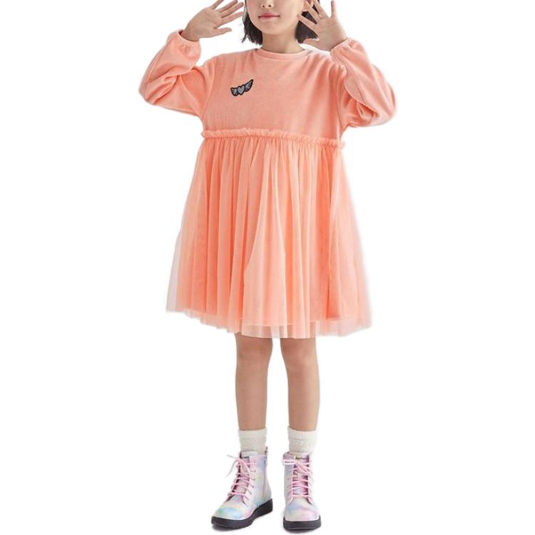 (GS) Skechers Fluffy Long Sleeve Dress 'Pink Grey' L422G106