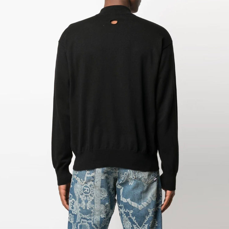 Off-White SS21 Logo Embroidered Pattern Knit Version Black OMHF024S21KNI0011001