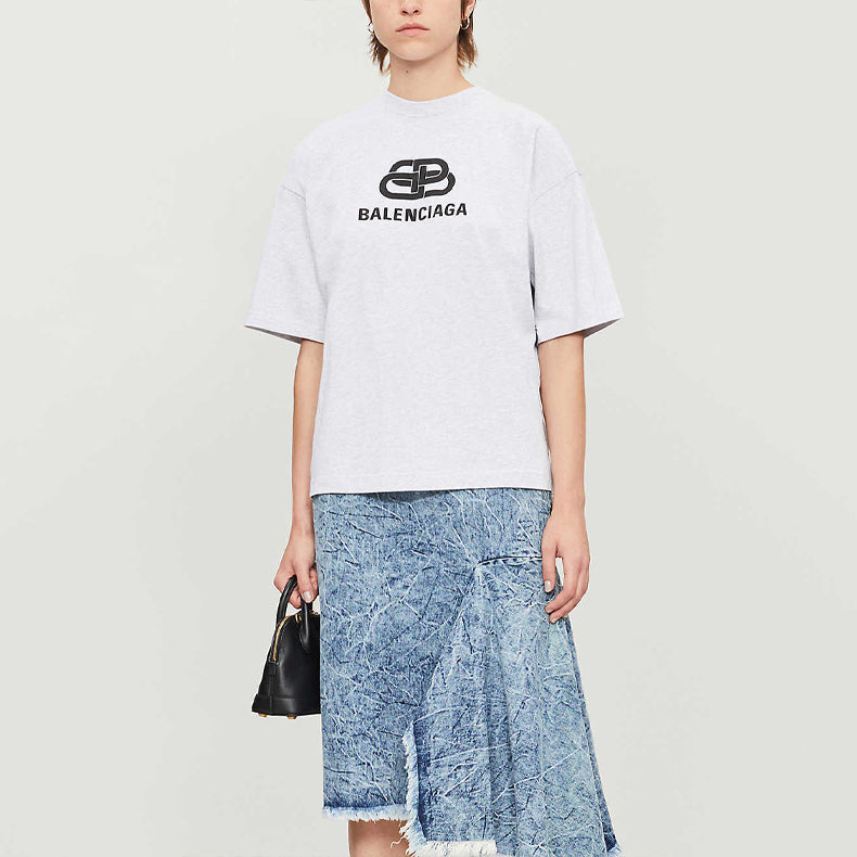 Balenciaga Logo Short Sleeve Gray 583098TFV652569