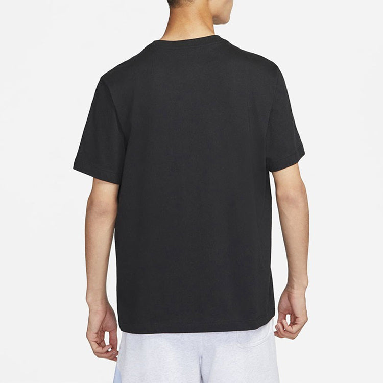 Men's Nike Square Brand Logo Cartoon Printing Round Neck Casual Short Sleeve Black T-Shirt DQ1088-010
