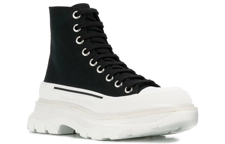 (WMNS) Alexander McQueen Tread Slick Boots 'Black White' 611706W4L321070