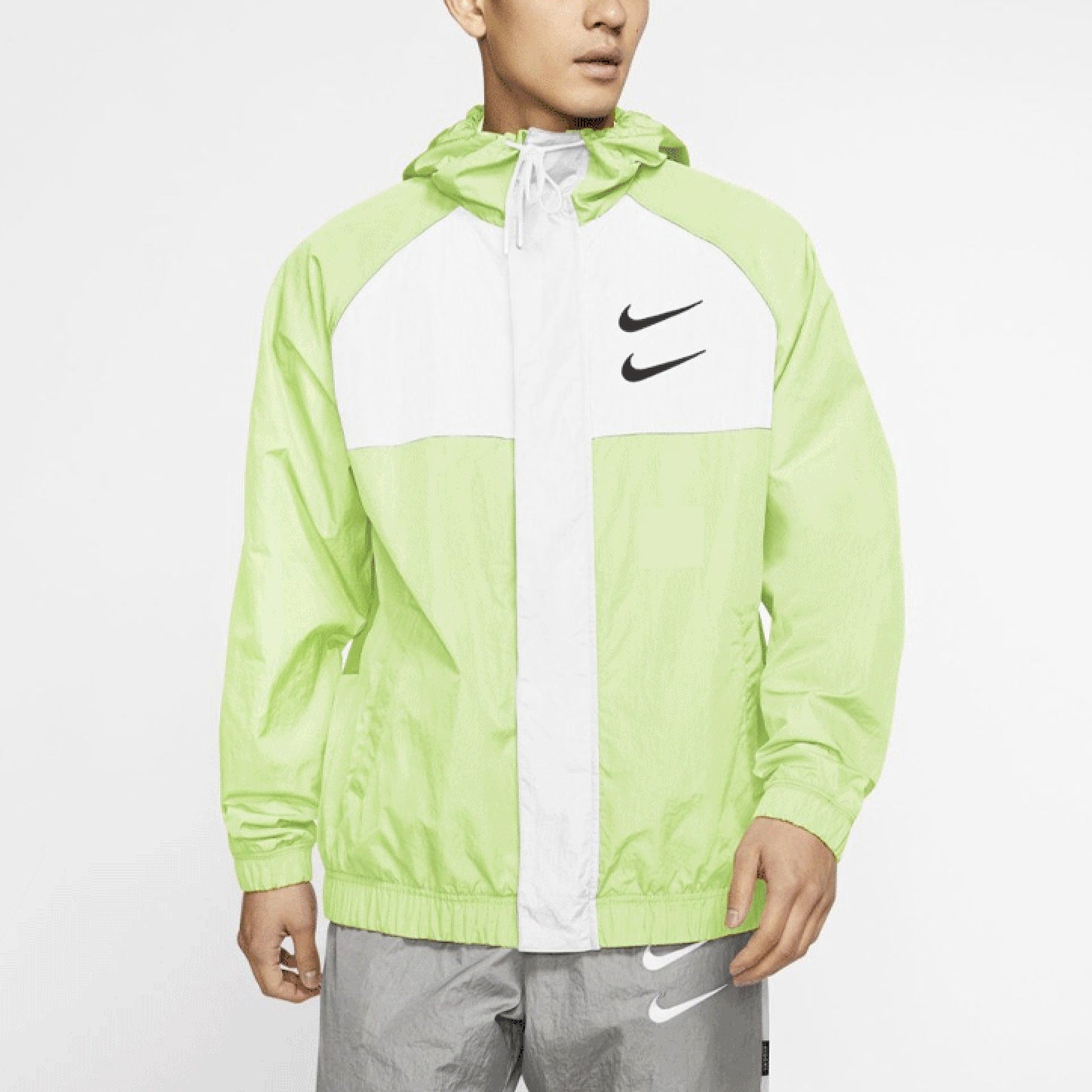 Nike Sportswear Swoosh Back Contrasting Colors Alphabet Logo Printing Hooded Jacket Green CJ4888-701
