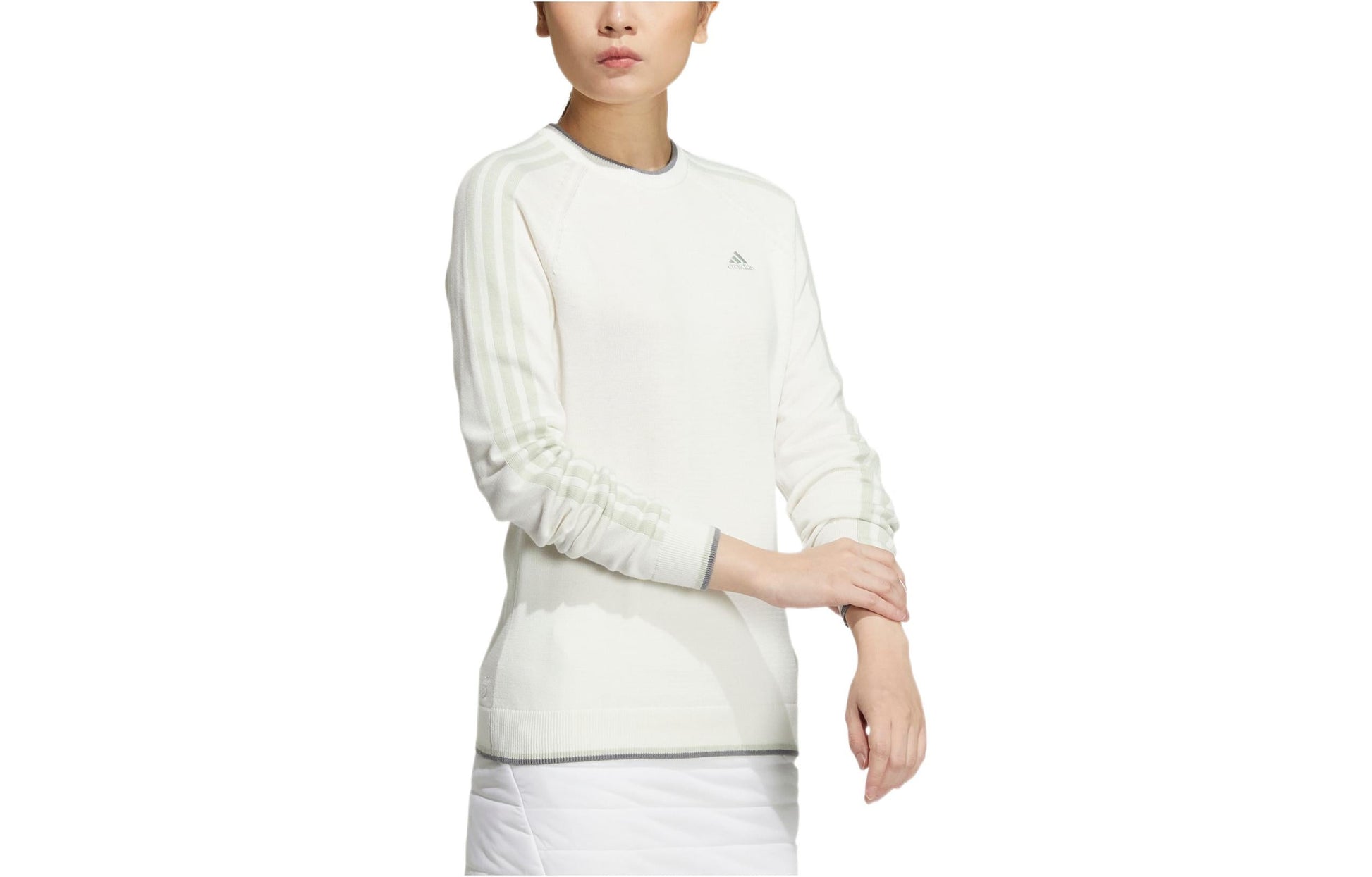(WMNS) adidas 3-Stripes Long Sleeve Crew Neck Sweater 'White' HN4578