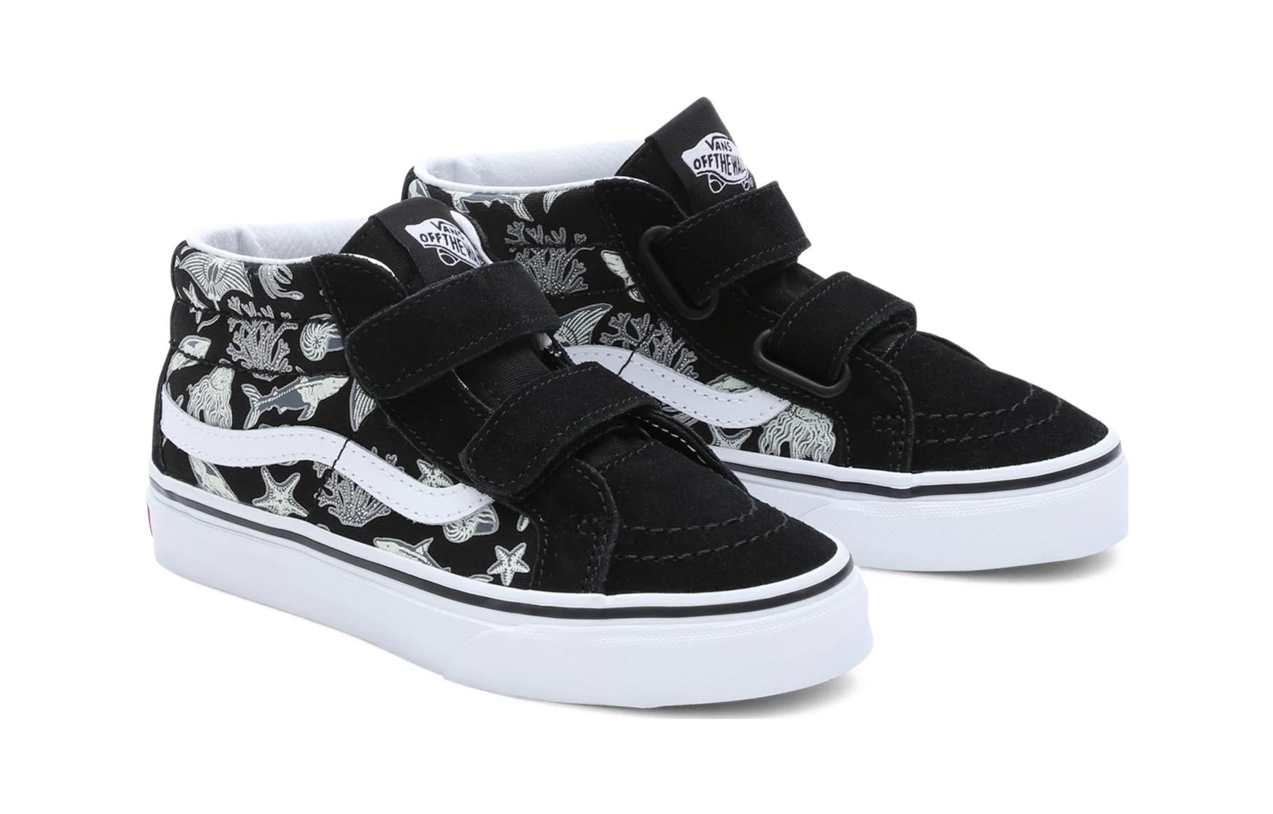 (PS) Vans Checkerboard Sk8-Mid Reissue Hook and Loop Shoes 'Black White' VN00018TBMV