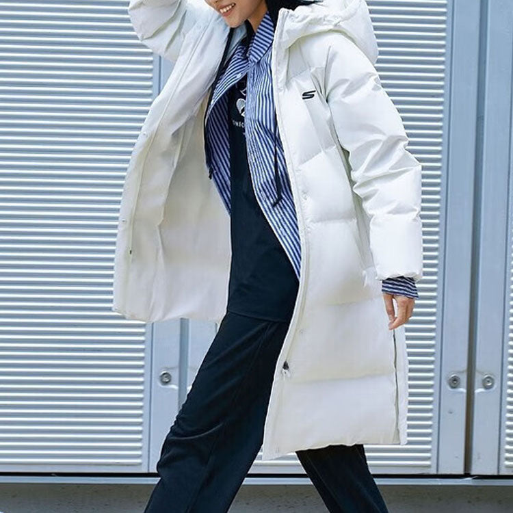 (WMNS) Skechers Long Down Jacket 'White' P422W050-000Q