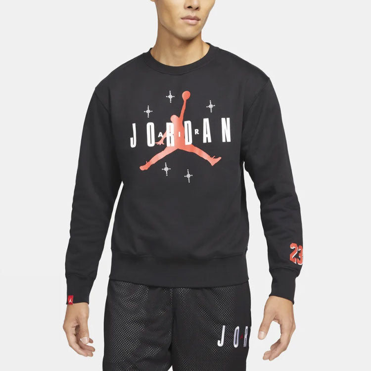 Men's Air Jordan Athleisure Casual Sports Round Neck Pullover Black DO9153-010