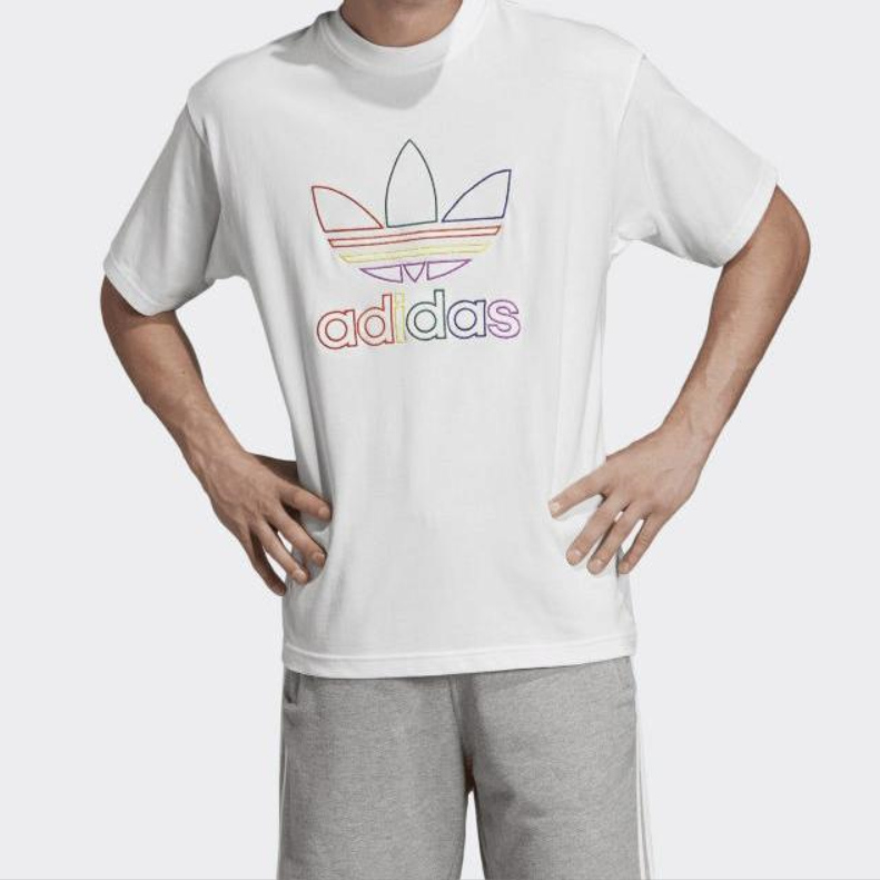 adidas originals Pride Tee Rainbow Logo Short Sleeve White FI0882