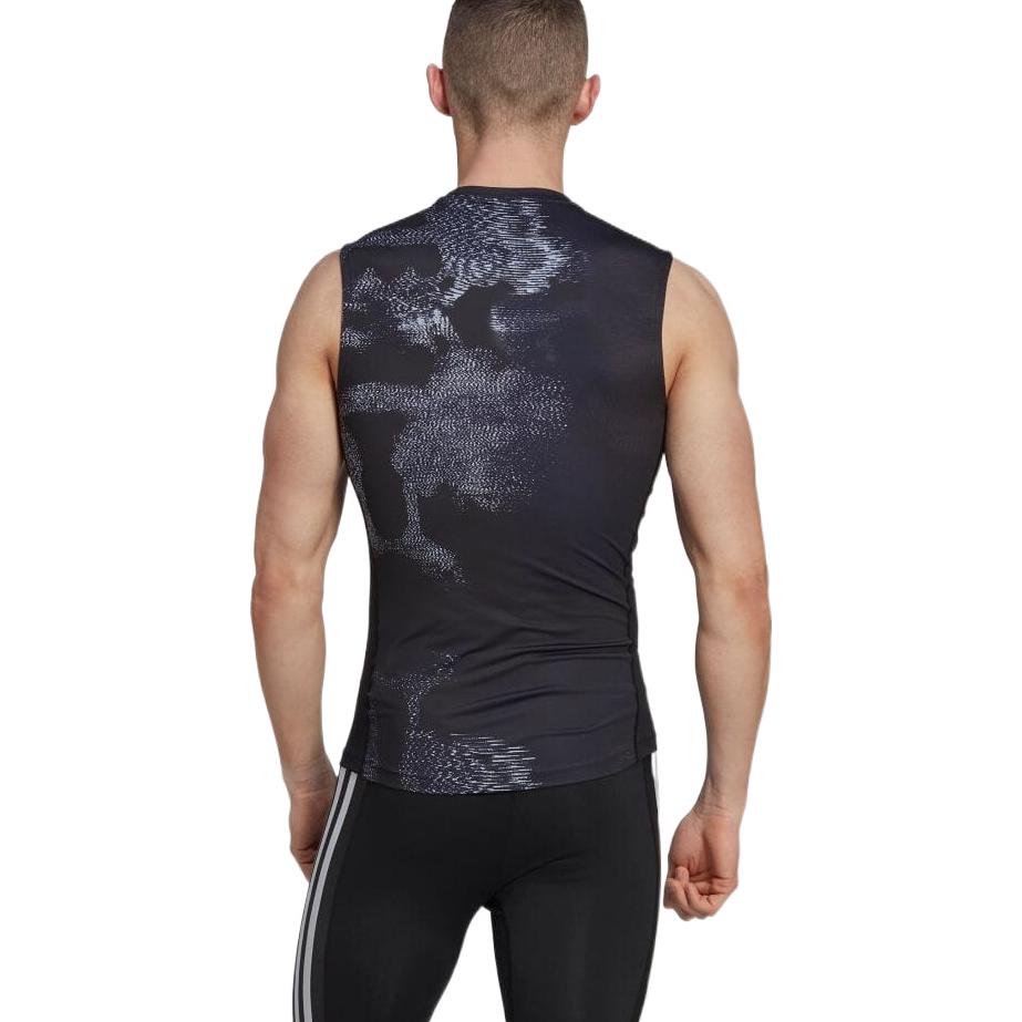 Men's adidas Pattern Printing Round Neck Casual Sports Black Vest HK2333