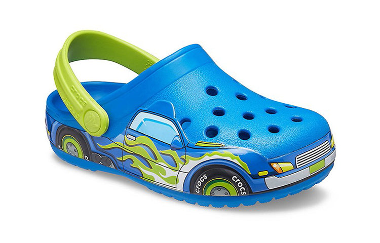 (PS) Crocs Funny Pattern Flat Heel Sports Blue Sandals 207074-4JL
