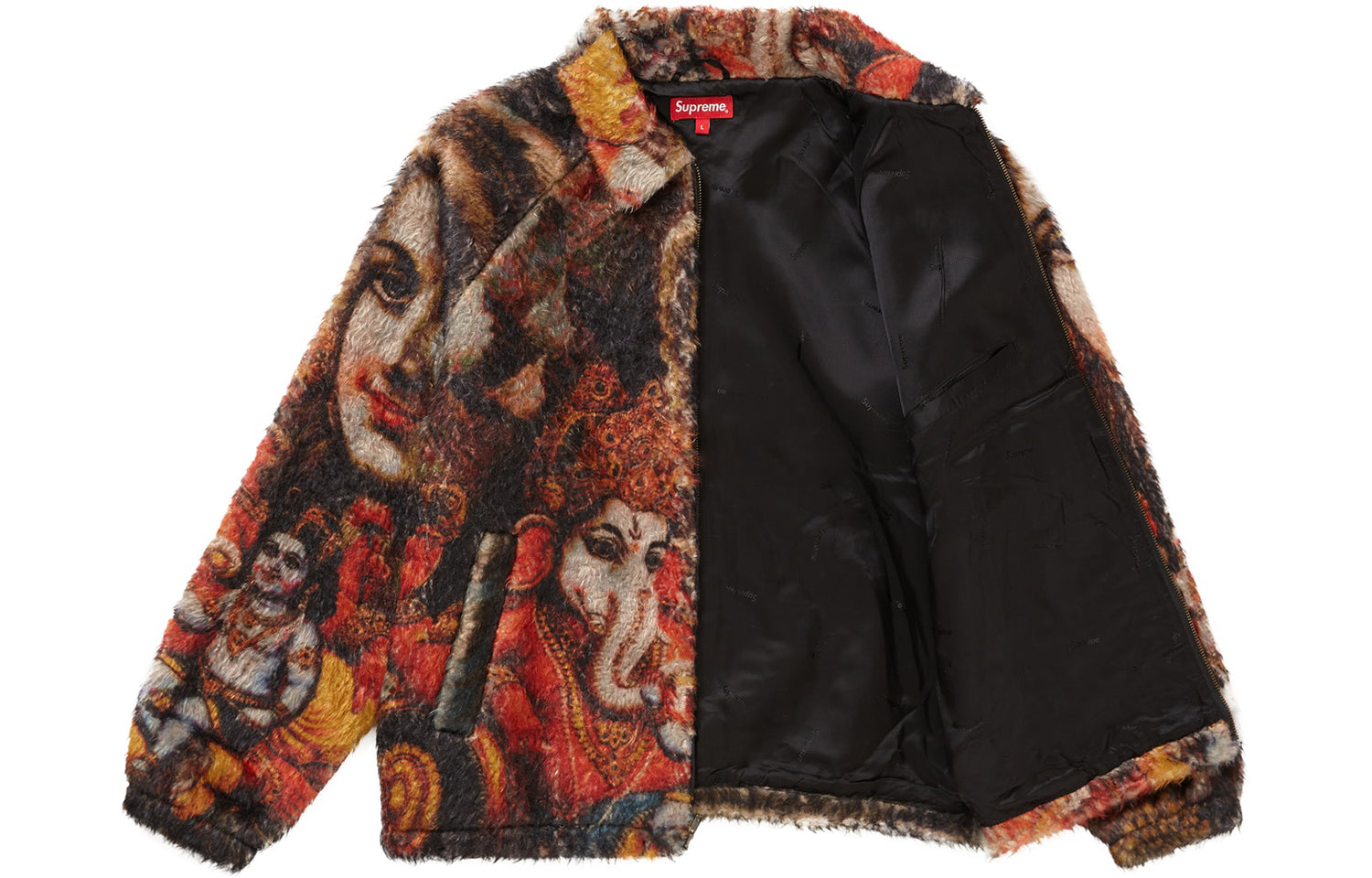 Supreme FW19 Week 13 Ganesh Faux Fur Jacket Black SUP-FW19-10693