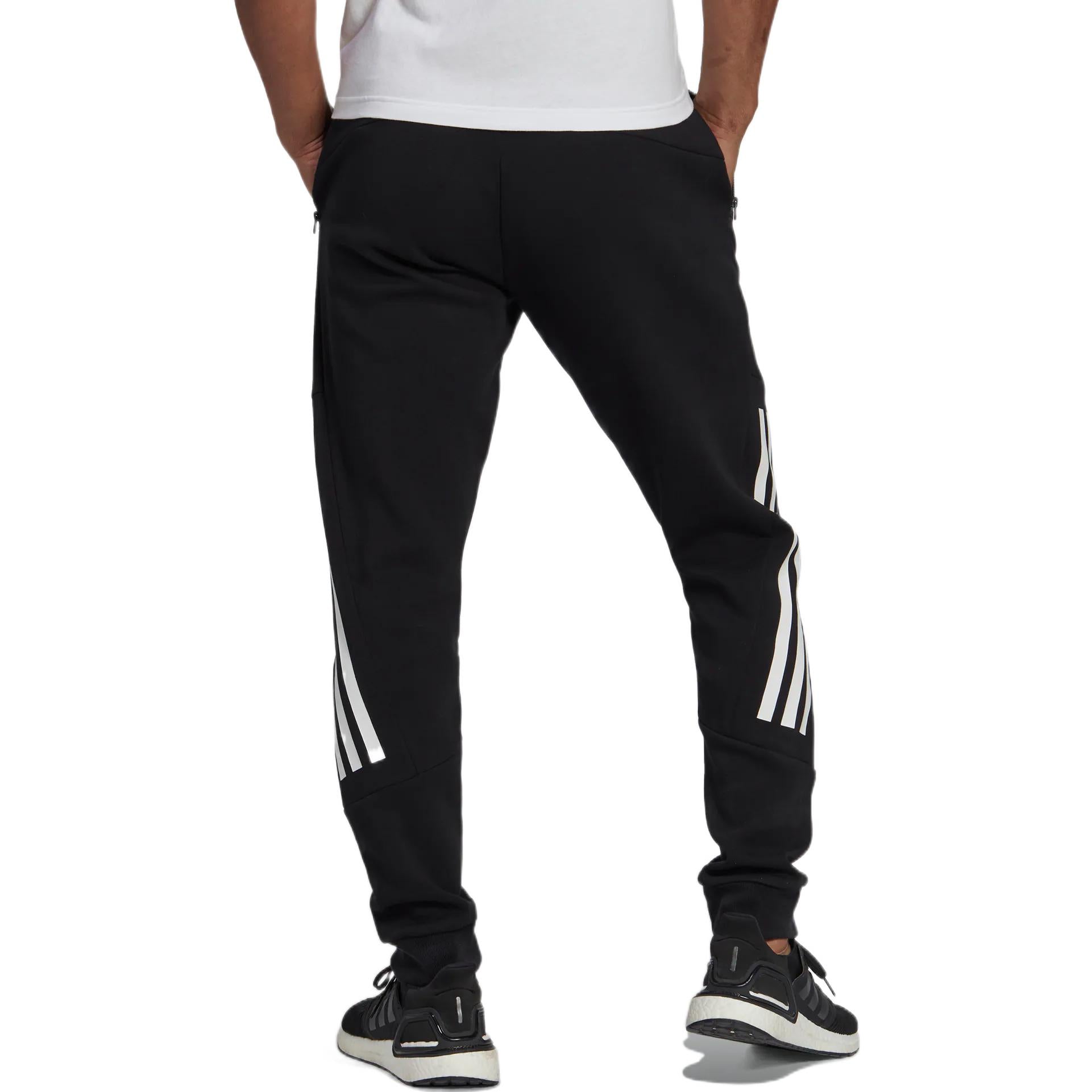 Men's adidas Solid Color Stripe Logo Elastic Waistband Bundle Feet Sports Pants/Trousers/Joggers Black HC5857