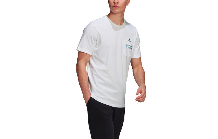 adidas Pocket Tee M Embroidered Sports Short Sleeve White GN6845
