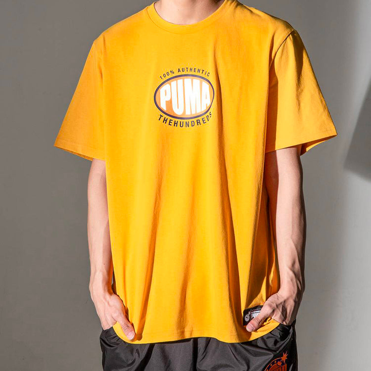 PUMA x The Hundreds Logo Printed Short Sleeve TEE Gold 596750-25